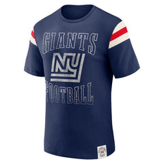 New York Giants Darius Rucker Collection Distressed Throwback Shoulder Stripe T-Shirt - Royal T-shirts