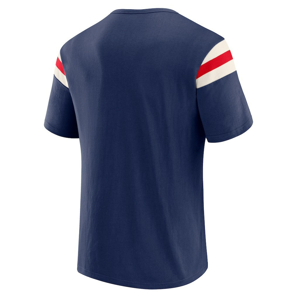 New York Giants Darius Rucker Collection Distressed Throwback Shoulder Stripe T-Shirt - Royal T-shirts