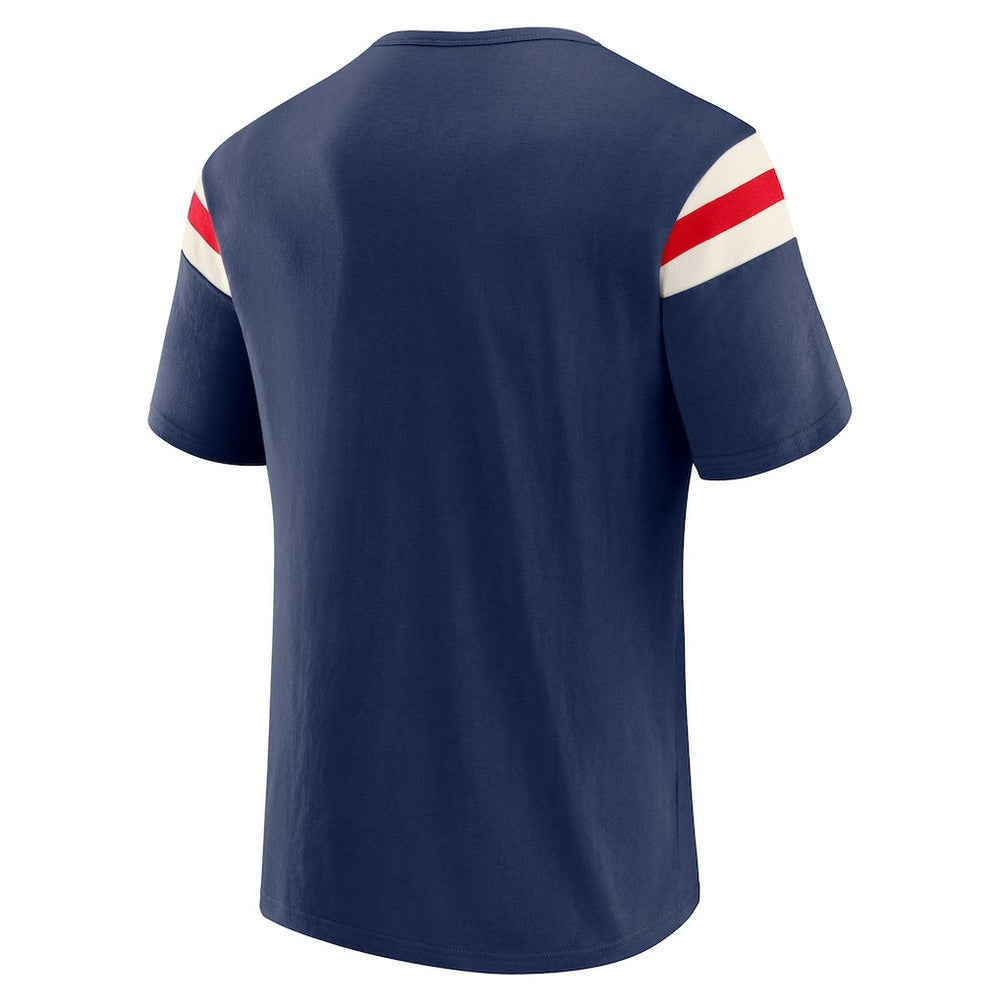 New York Giants Darius Rucker Collection Distressed Throwback Shoulder Stripe T-Shirt - Royal T-shirts
