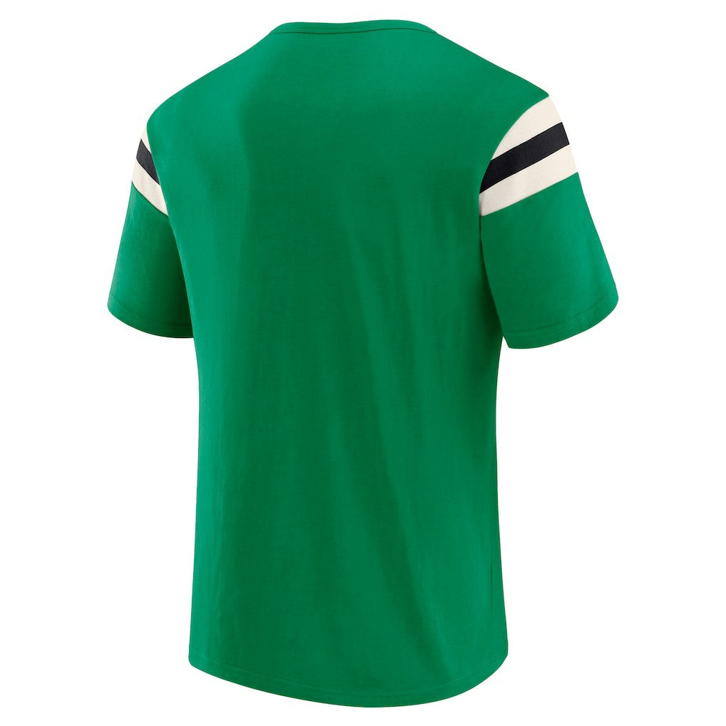 Philadelphia Eagles Darius Rucker Collection Distressed Throwback Shoulder Stripe T-Shirt - Kelly Green T-shirts