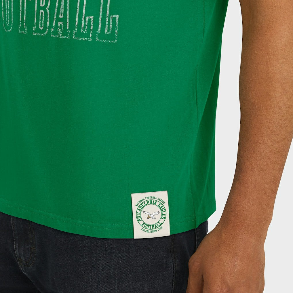 Philadelphia Eagles Darius Rucker Collection Distressed Throwback Shoulder Stripe T-Shirt - Kelly Green T-shirts