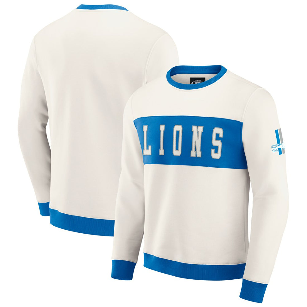 Detroit Lions Darius Rucker Collection Colorblock Pullover Sweatshirt - Cream Pullover