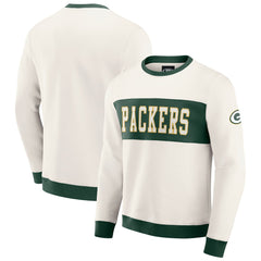 Green Bay Packers Darius Rucker Collection Colorblock Pullover Sweatshirt - Cream Pullover