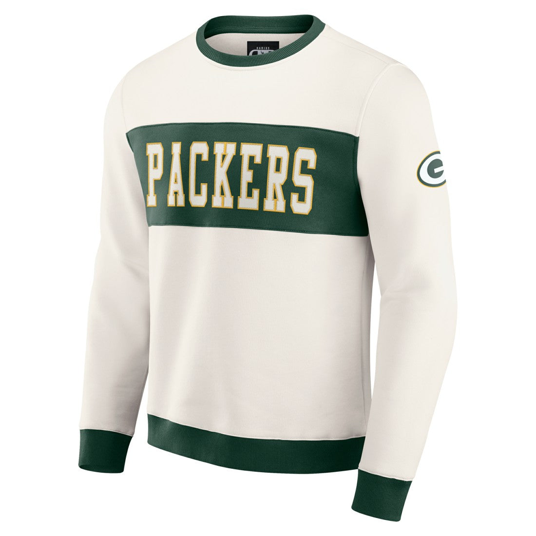 Green Bay Packers Darius Rucker Collection Colorblock Pullover Sweatshirt - Cream Pullover