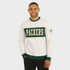 Green Bay Packers Darius Rucker Collection Colorblock Pullover Sweatshirt - Cream Pullover