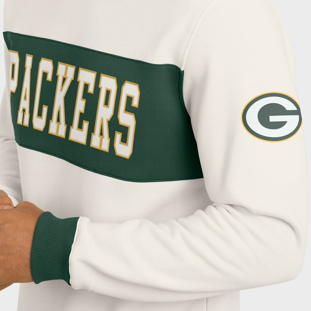 Green Bay Packers Darius Rucker Collection Colorblock Pullover Sweatshirt - Cream Pullover
