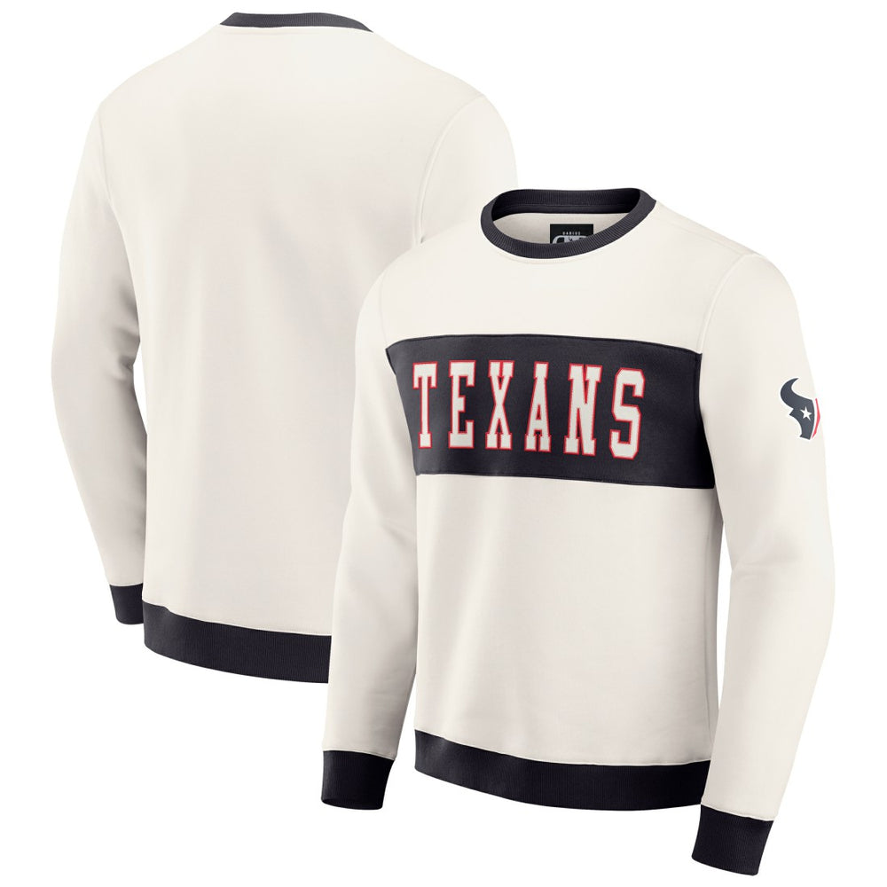 Houston Texans Darius Rucker Collection Colorblock Pullover Sweatshirt - Cream Pullover