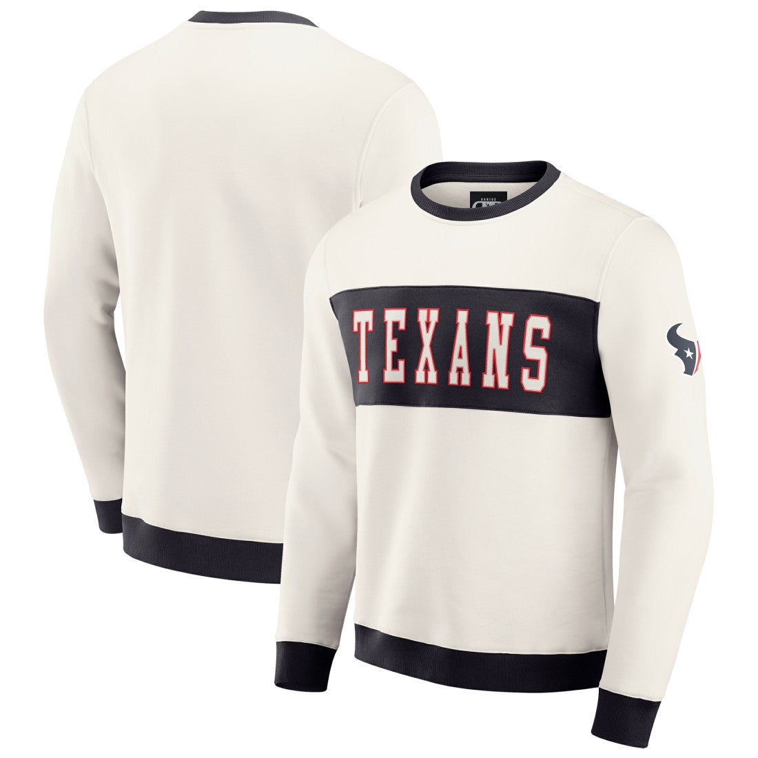 Houston Texans Darius Rucker Collection Colorblock Pullover Sweatshirt - Cream Pullover