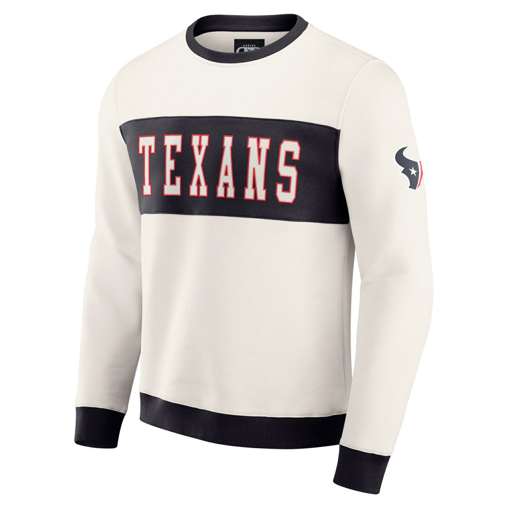 Houston Texans Darius Rucker Collection Colorblock Pullover Sweatshirt - Cream Pullover