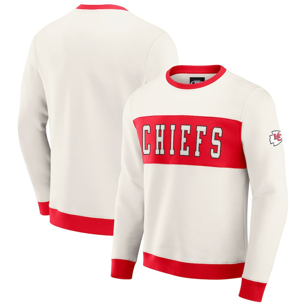Kansas City Chiefs Darius Rucker Collection Colorblock Pullover Sweatshirt - Cream Pullover