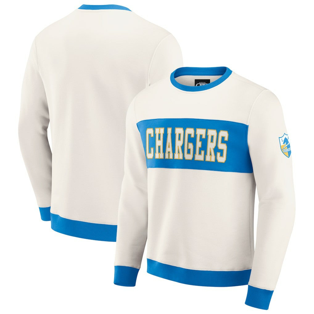 Los Angeles Chargers Darius Rucker Collection Colorblock Pullover Sweatshirt - Cream Pullover