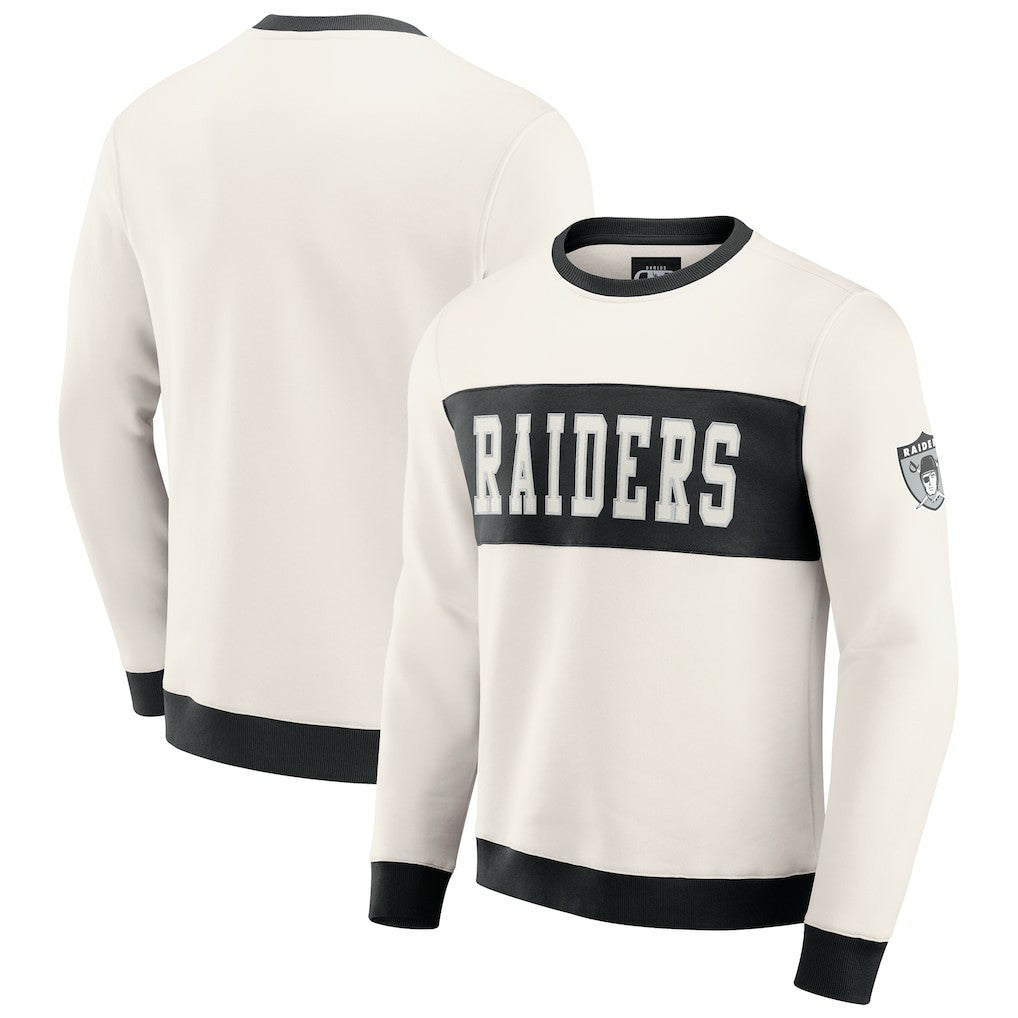 Las Vegas Raiders Darius Rucker Collection Colorblock Pullover Sweatshirt - Cream Pullover