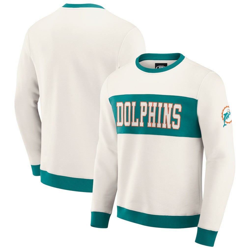 Miami Dolphins Darius Rucker Collection Colorblock Pullover Sweatshirt - Cream Pullover