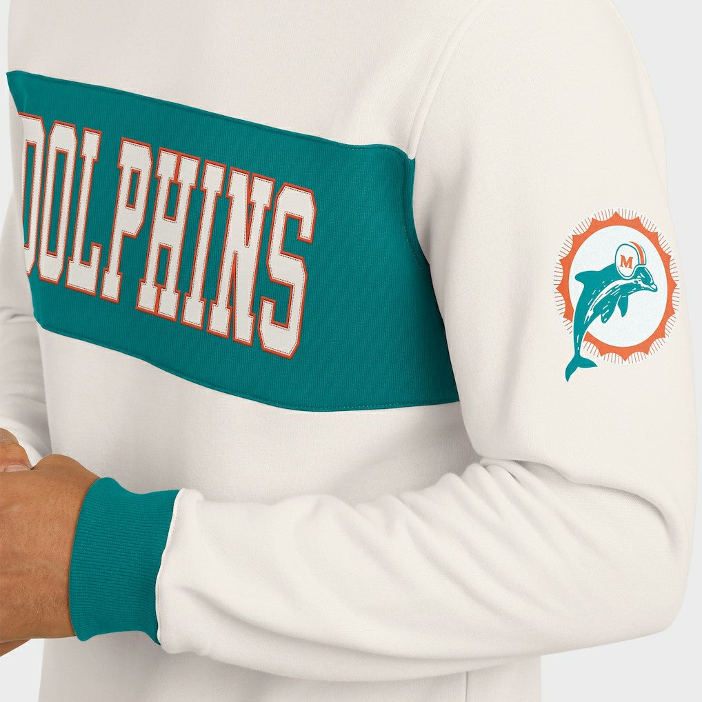 Miami Dolphins Darius Rucker Collection Colorblock Pullover Sweatshirt - Cream Pullover