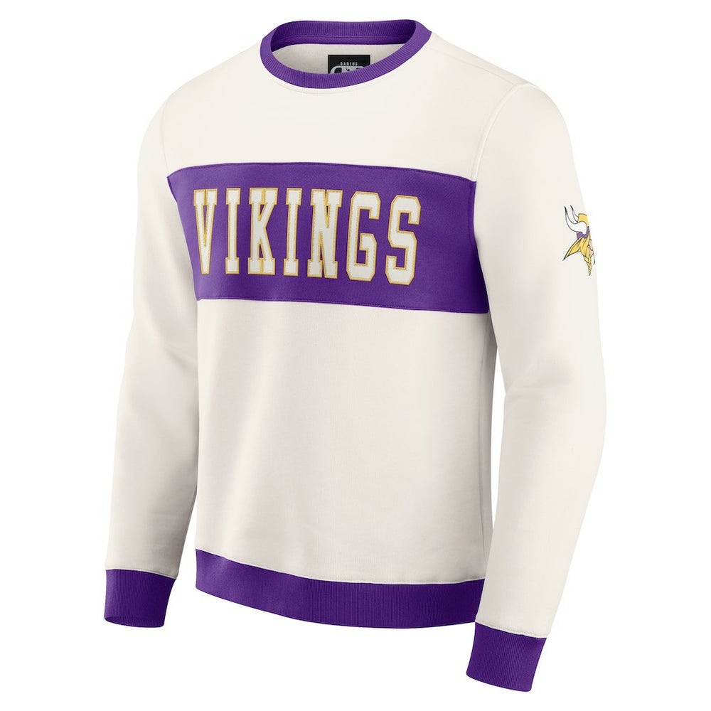 Minnesota Vikings Darius Rucker Collection Colorblock Pullover Sweatshirt - Cream Pullover