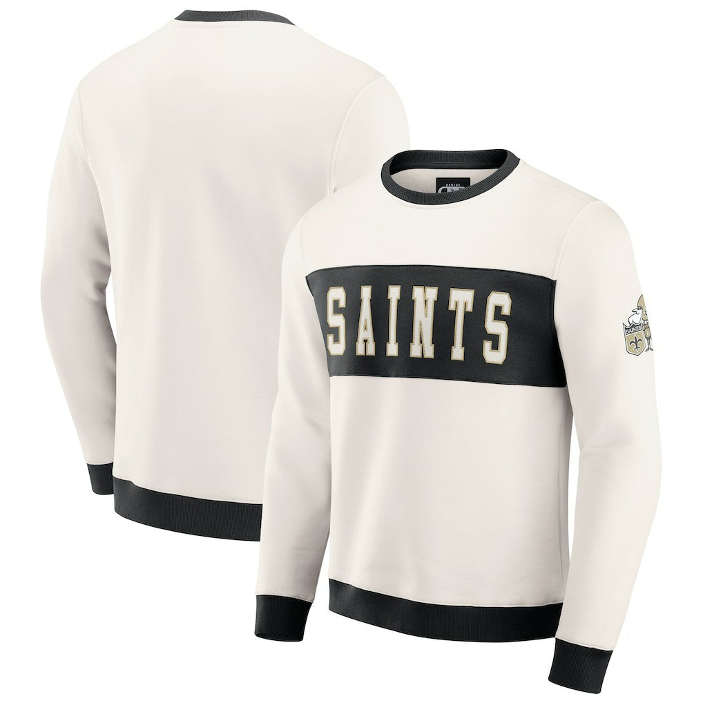 New Orleans Saints Darius Rucker Collection Colorblock Pullover Sweatshirt - Cream Pullover