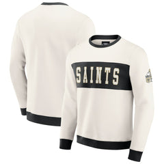 New Orleans Saints Darius Rucker Collection Colorblock Pullover Sweatshirt - Cream Pullover