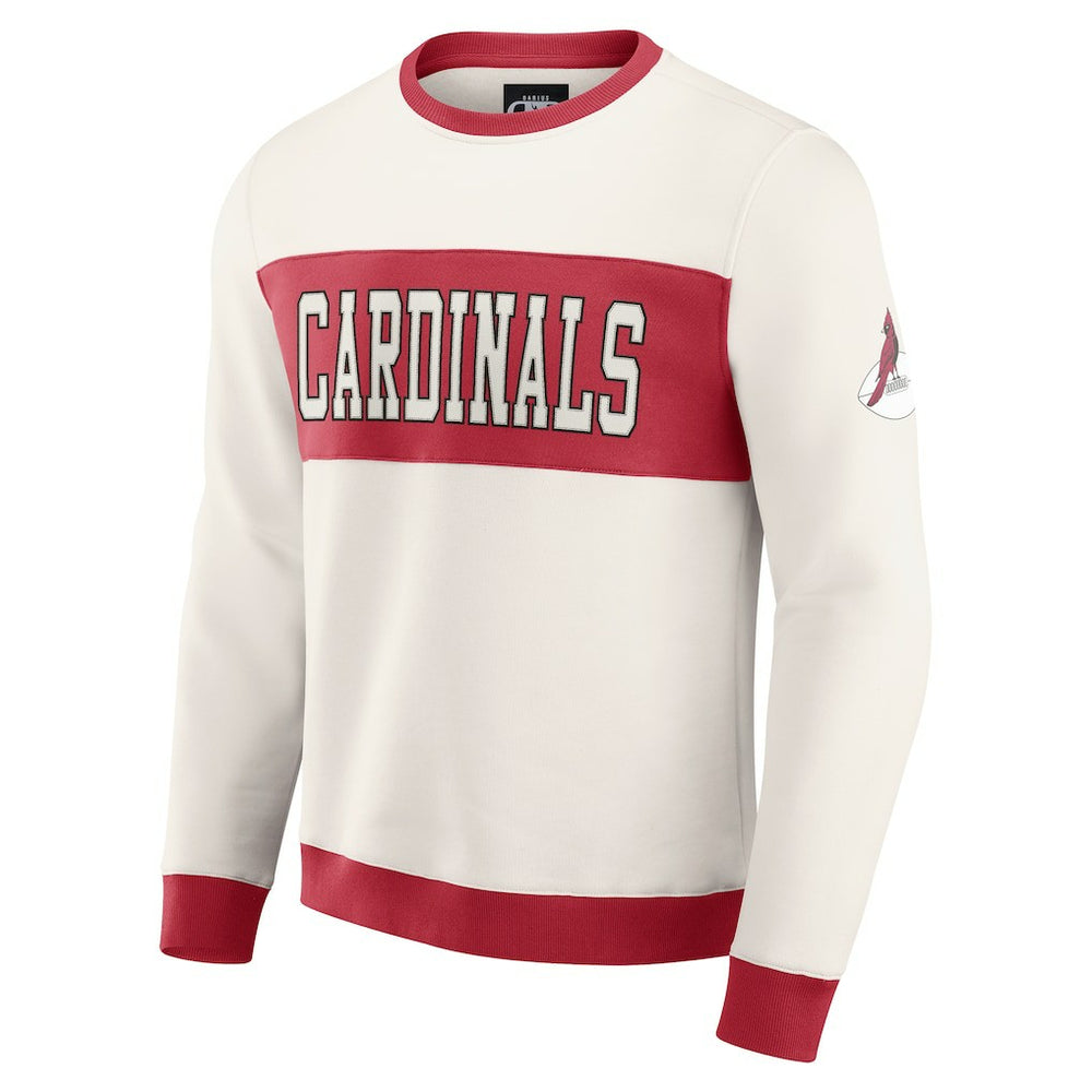 Arizona Cardinals Darius Rucker Collection Colorblock Pullover Sweatshirt - Cream Pullover
