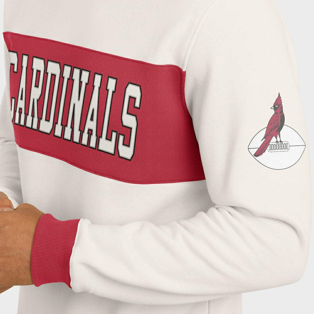 Arizona Cardinals Darius Rucker Collection Colorblock Pullover Sweatshirt - Cream Pullover