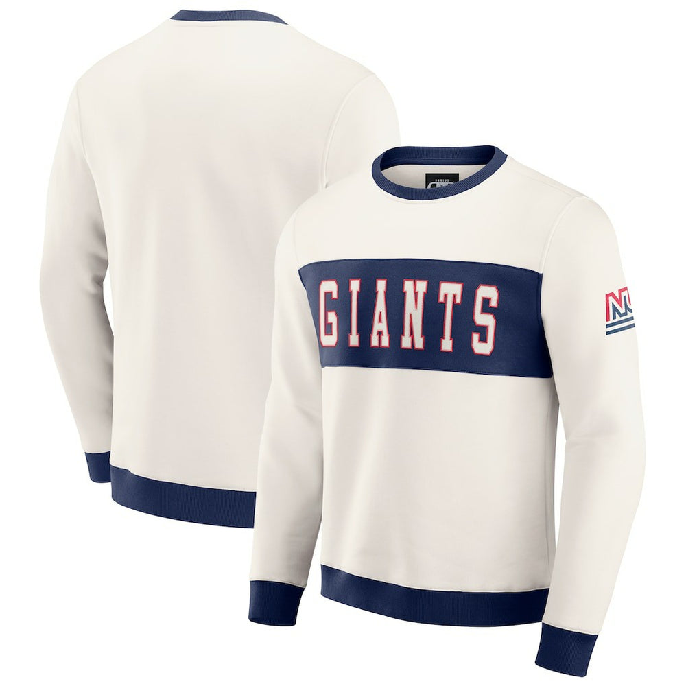New York Giants Darius Rucker Collection Colorblock Pullover Sweatshirt - Cream Pullover