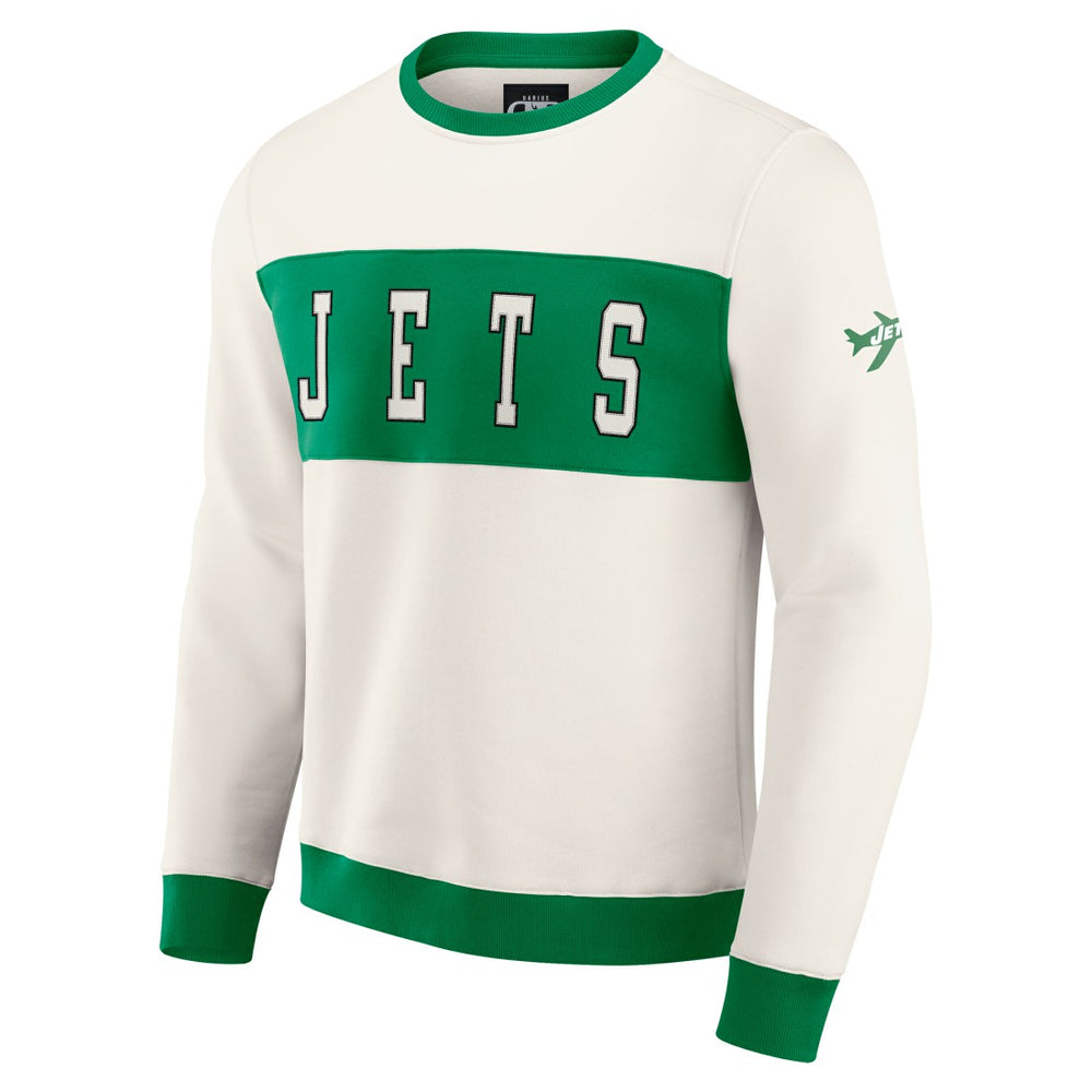 New York Jets Darius Rucker Collection Colorblock Pullover Sweatshirt - Cream Pullover