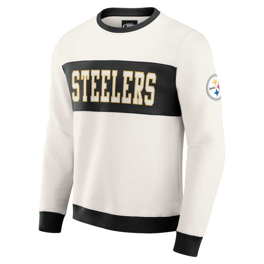Pittsburgh Steelers Darius Rucker Collection Colorblock Pullover Sweatshirt - Cream Pullover
