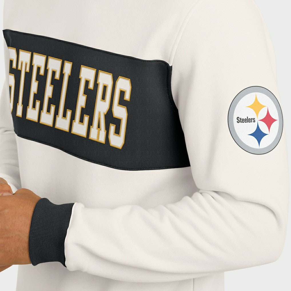 Pittsburgh Steelers Darius Rucker Collection Colorblock Pullover Sweatshirt - Cream Pullover