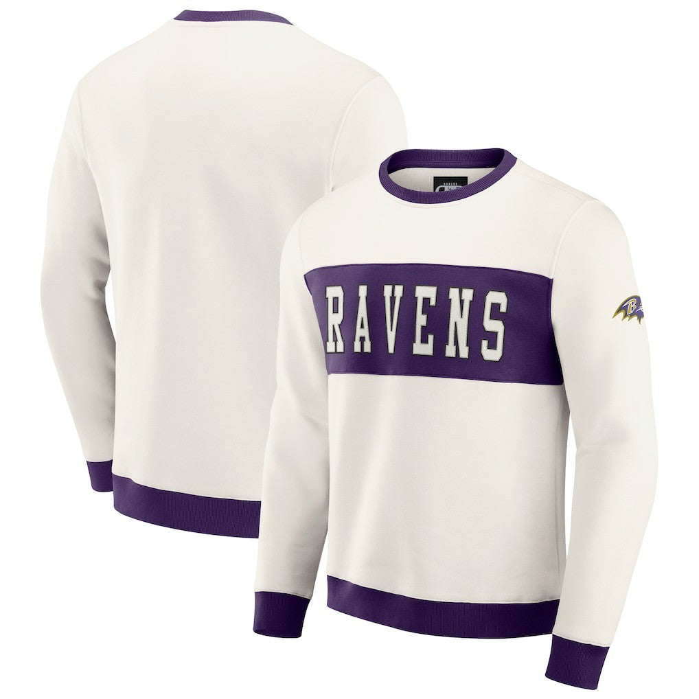 Baltimore Ravens Darius Rucker Collection Colorblock Pullover Sweatshirt - Cream Pullover