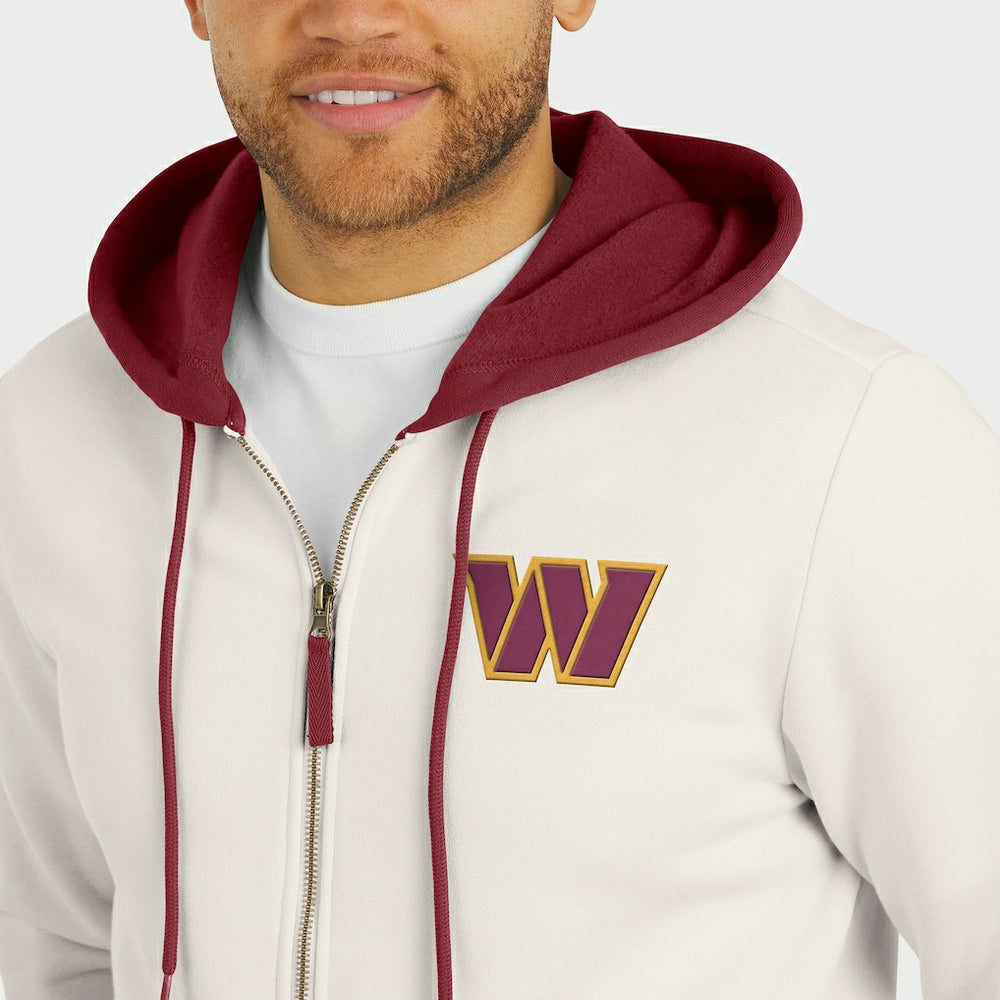 Washington Commanders Darius Rucker Collection Distressed Graphics Full-Zip Hoodie - Cream Hoodies
