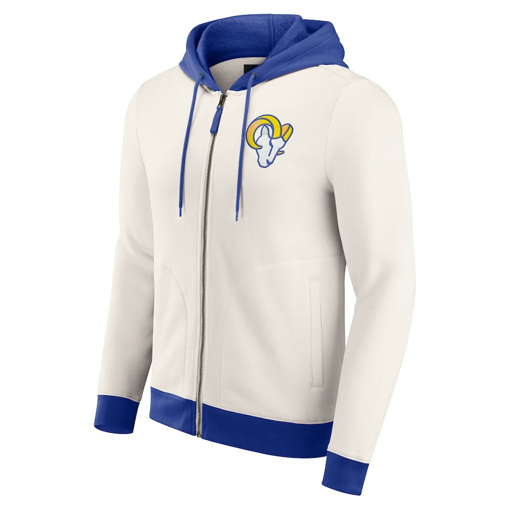 Los Angeles Rams Darius Rucker Collection Distressed Graphics Full-Zip Hoodie - Cream Hoodies