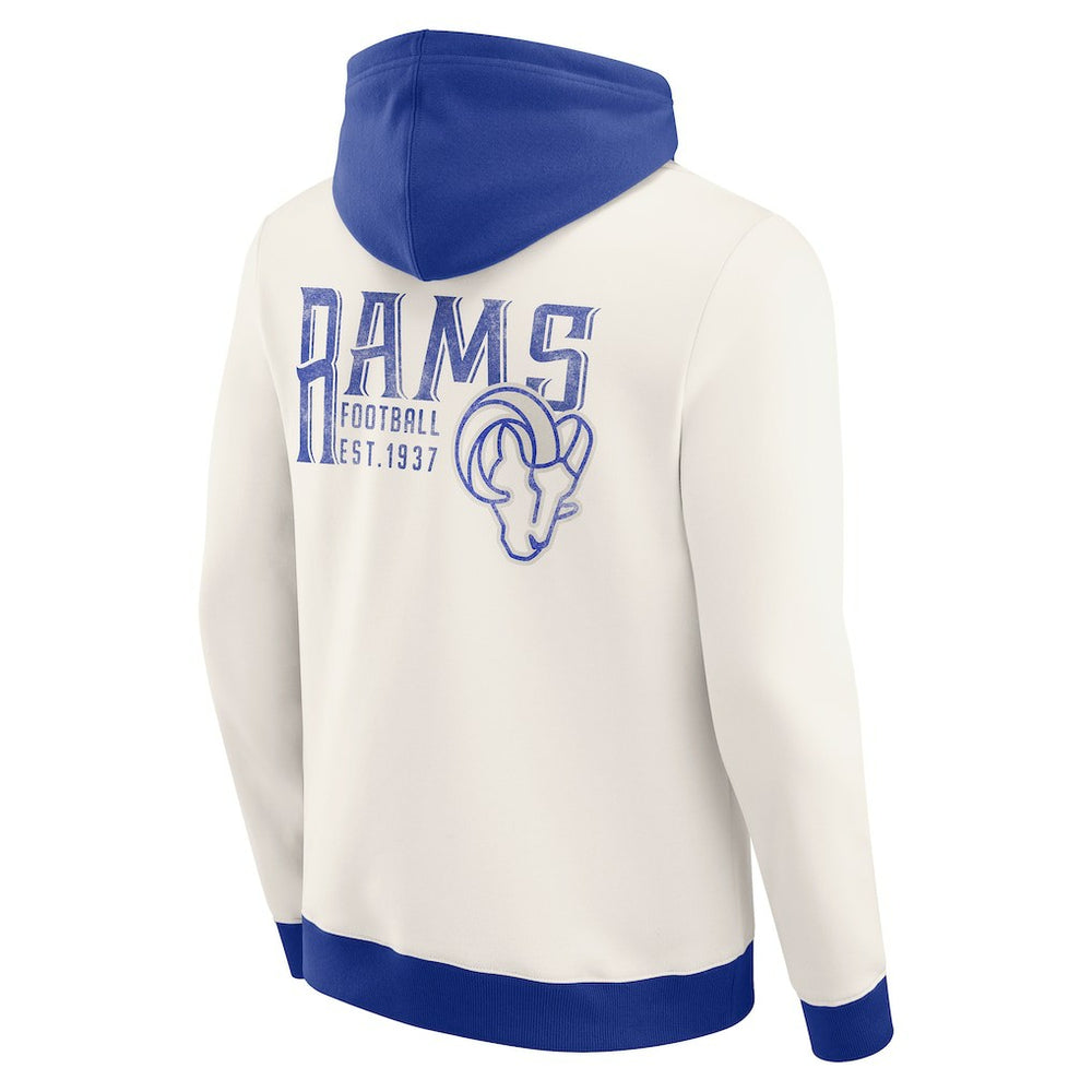 Los Angeles Rams Darius Rucker Collection Distressed Graphics Full-Zip Hoodie - Cream Hoodies