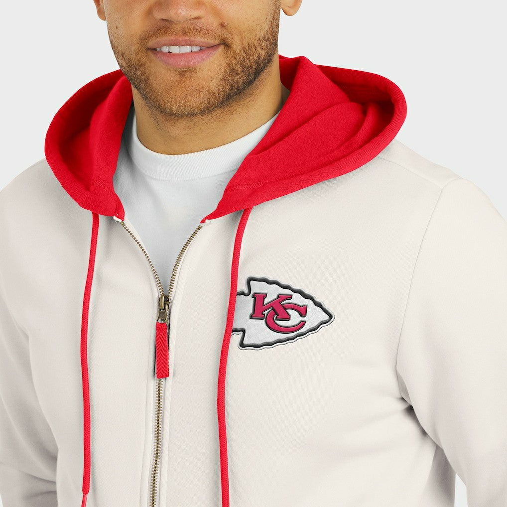 Kansas City Chiefs Darius Rucker Collection Distressed Graphics Full-Zip Hoodie - Cream Hoodies