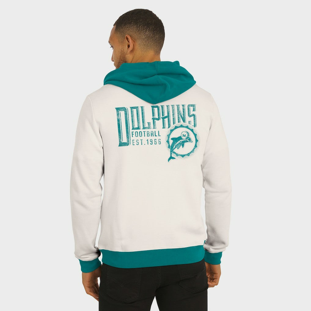 Miami Dolphins Darius Rucker Collection Distressed Graphics Full-Zip Hoodie - Cream Hoodies