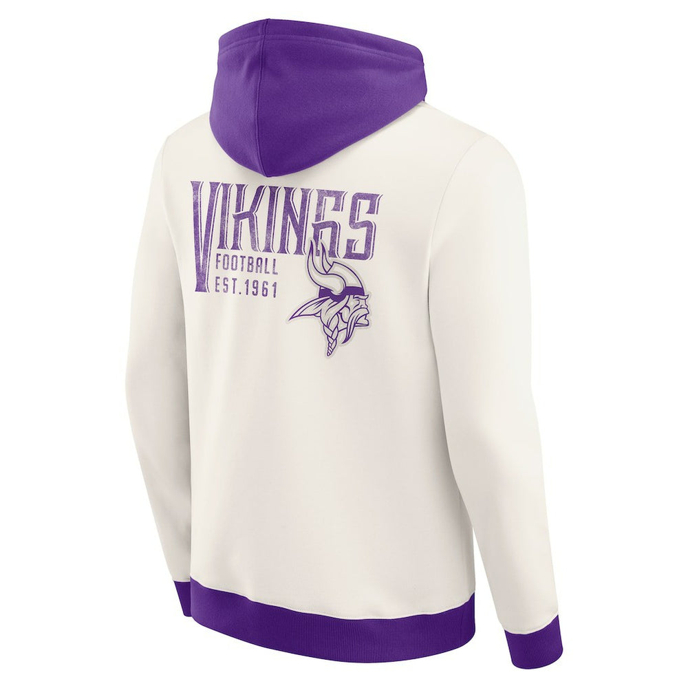 Minnesota Vikings Darius Rucker Collection Distressed Graphics Full-Zip Hoodie - Cream Hoodies