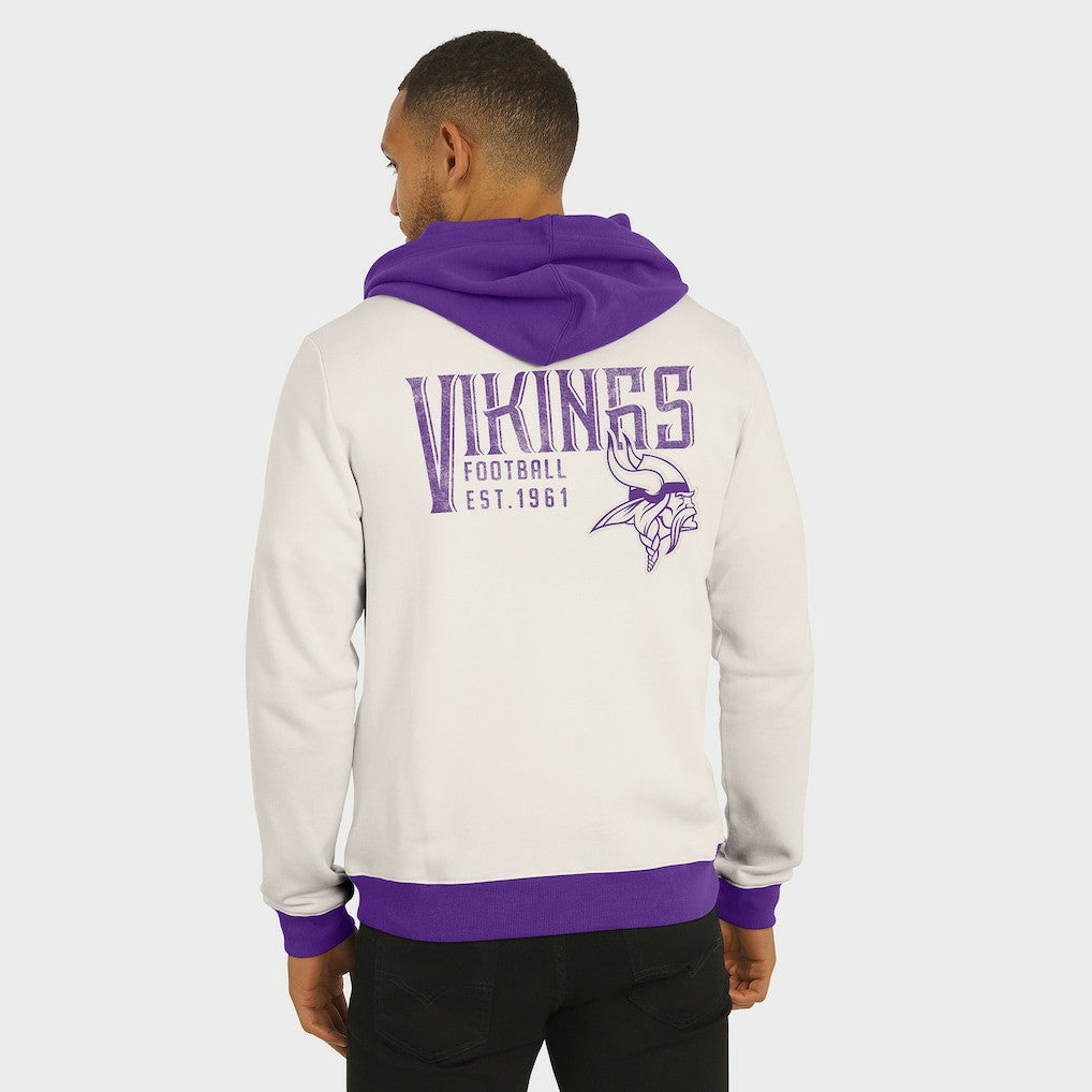 Minnesota Vikings Darius Rucker Collection Distressed Graphics Full-Zip Hoodie - Cream Hoodies