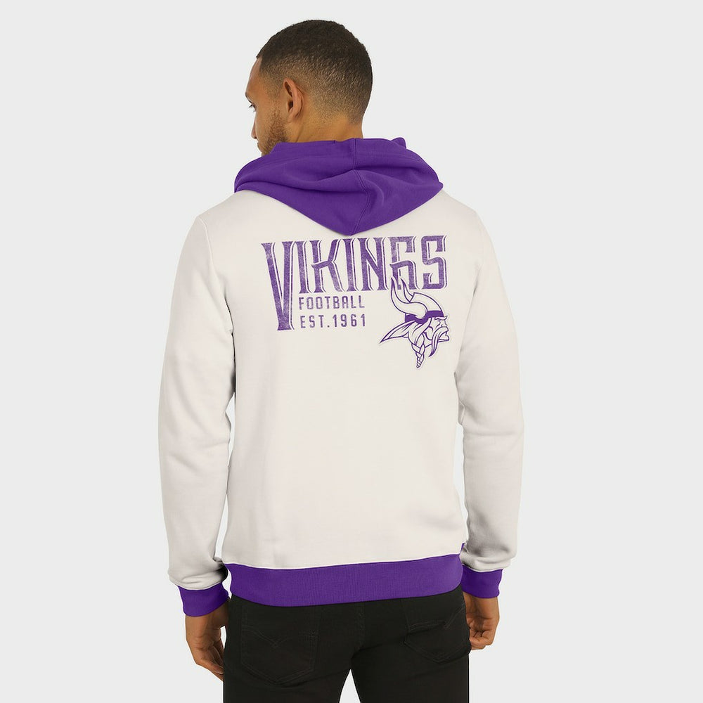 Minnesota Vikings Darius Rucker Collection Distressed Graphics Full-Zip Hoodie - Cream Hoodies