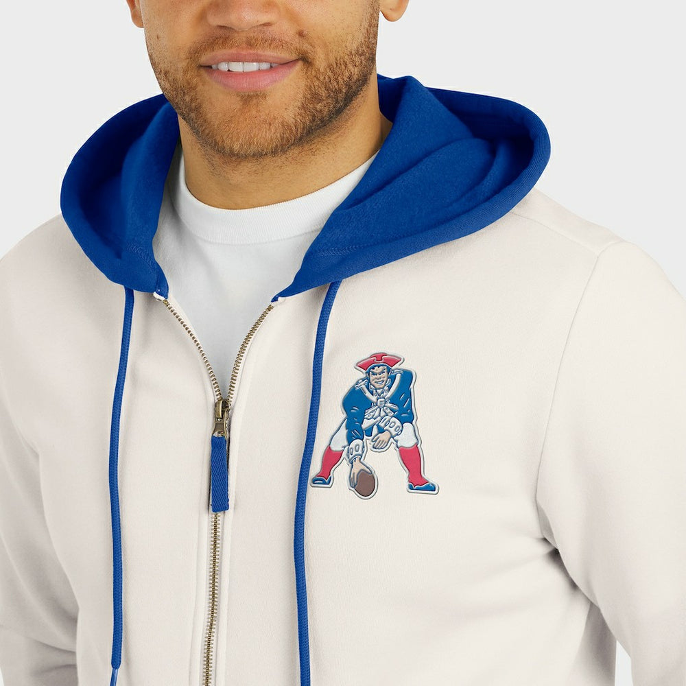 New England Patriots Darius Rucker Collection Distressed Graphics Full-Zip Hoodie - Cream Hoodies