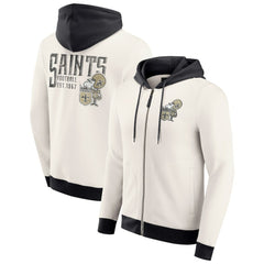 New Orleans Saints Darius Rucker Collection Distressed Graphics Full-Zip Hoodie - Cream Hoodies