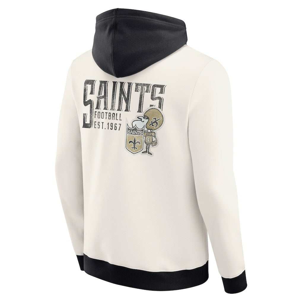 New Orleans Saints Darius Rucker Collection Distressed Graphics Full-Zip Hoodie - Cream Hoodies