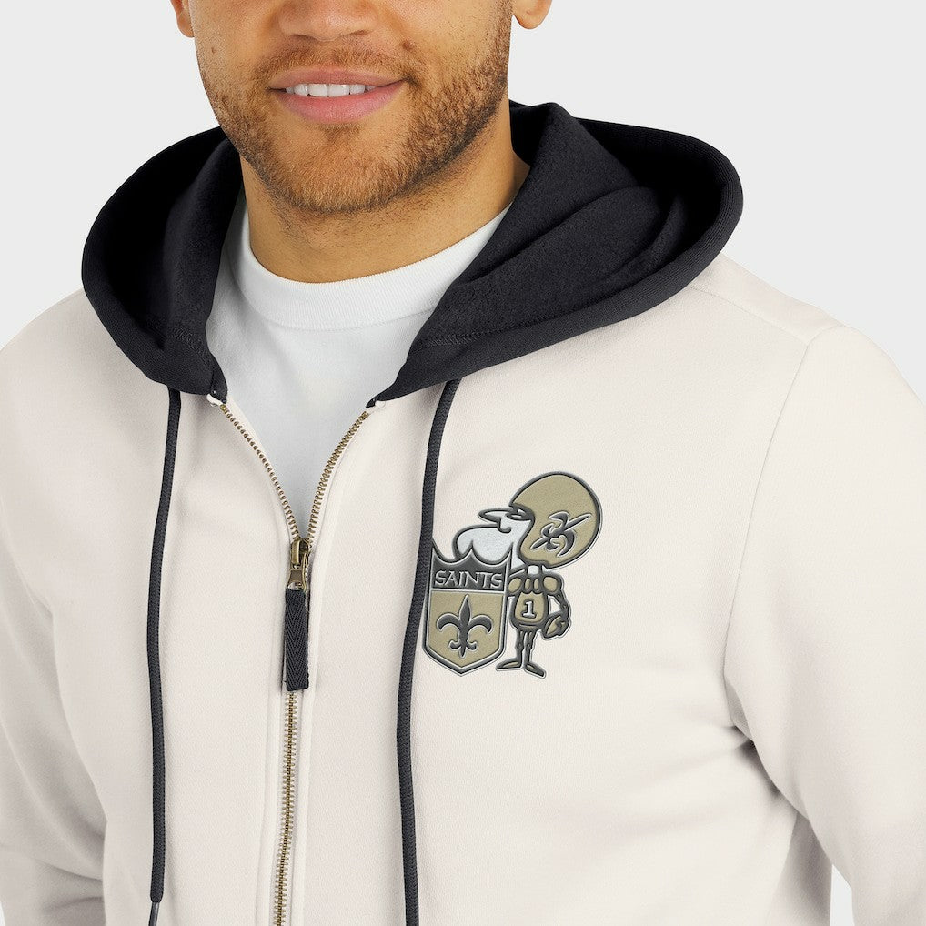 New Orleans Saints Darius Rucker Collection Distressed Graphics Full-Zip Hoodie - Cream Hoodies