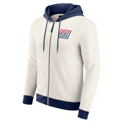 New York Giants Darius Rucker Collection Distressed Graphics Full-Zip Hoodie - Cream Hoodies