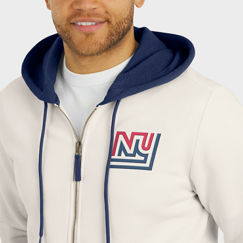 New York Giants Darius Rucker Collection Distressed Graphics Full-Zip Hoodie - Cream Hoodies