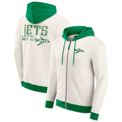 New York Jets Darius Rucker Collection Distressed Graphics Full-Zip Hoodie - Cream Hoodies