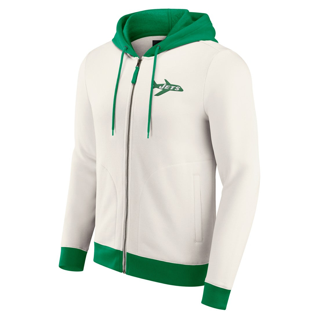 New York Jets Darius Rucker Collection Distressed Graphics Full-Zip Hoodie - Cream Hoodies