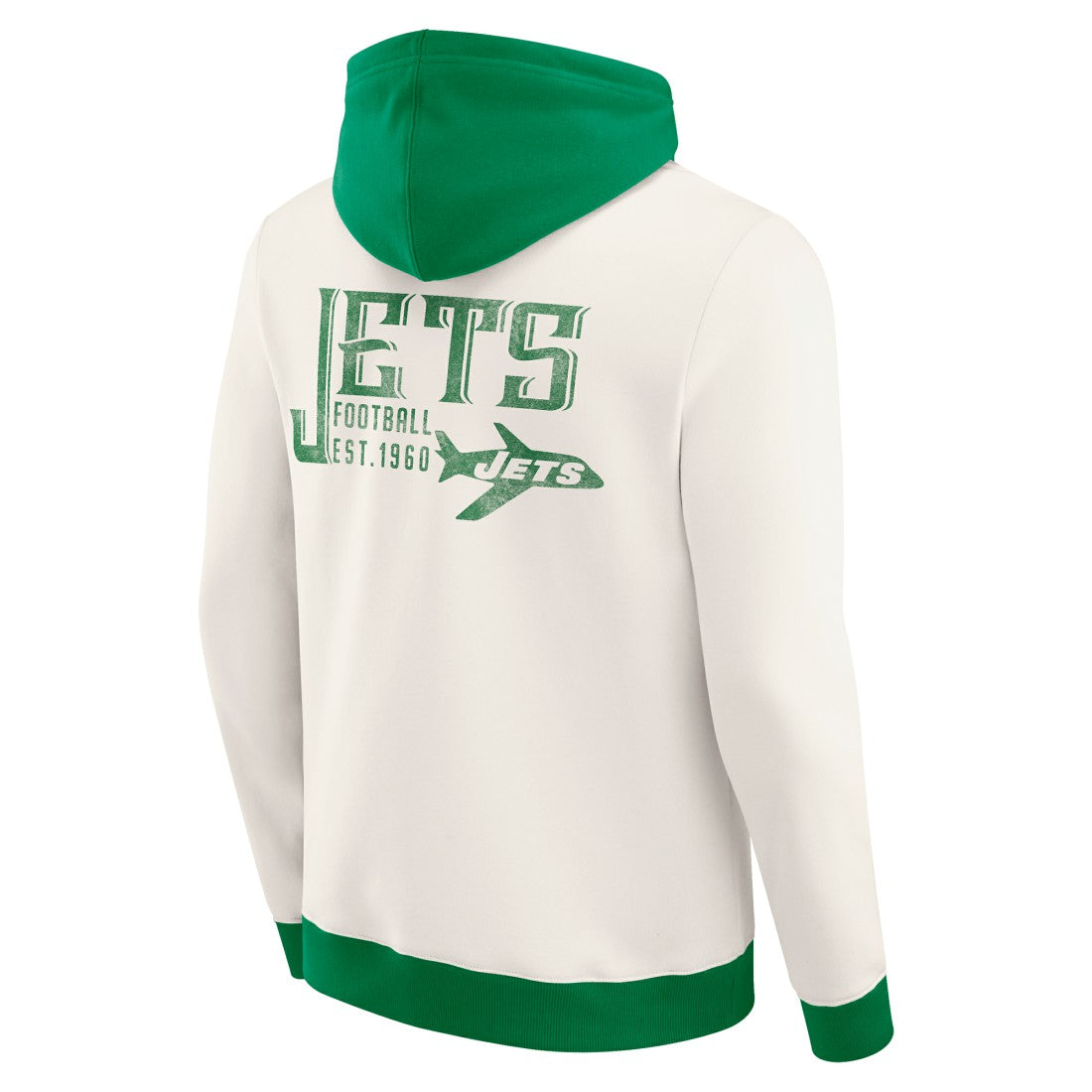 New York Jets Darius Rucker Collection Distressed Graphics Full-Zip Hoodie - Cream Hoodies