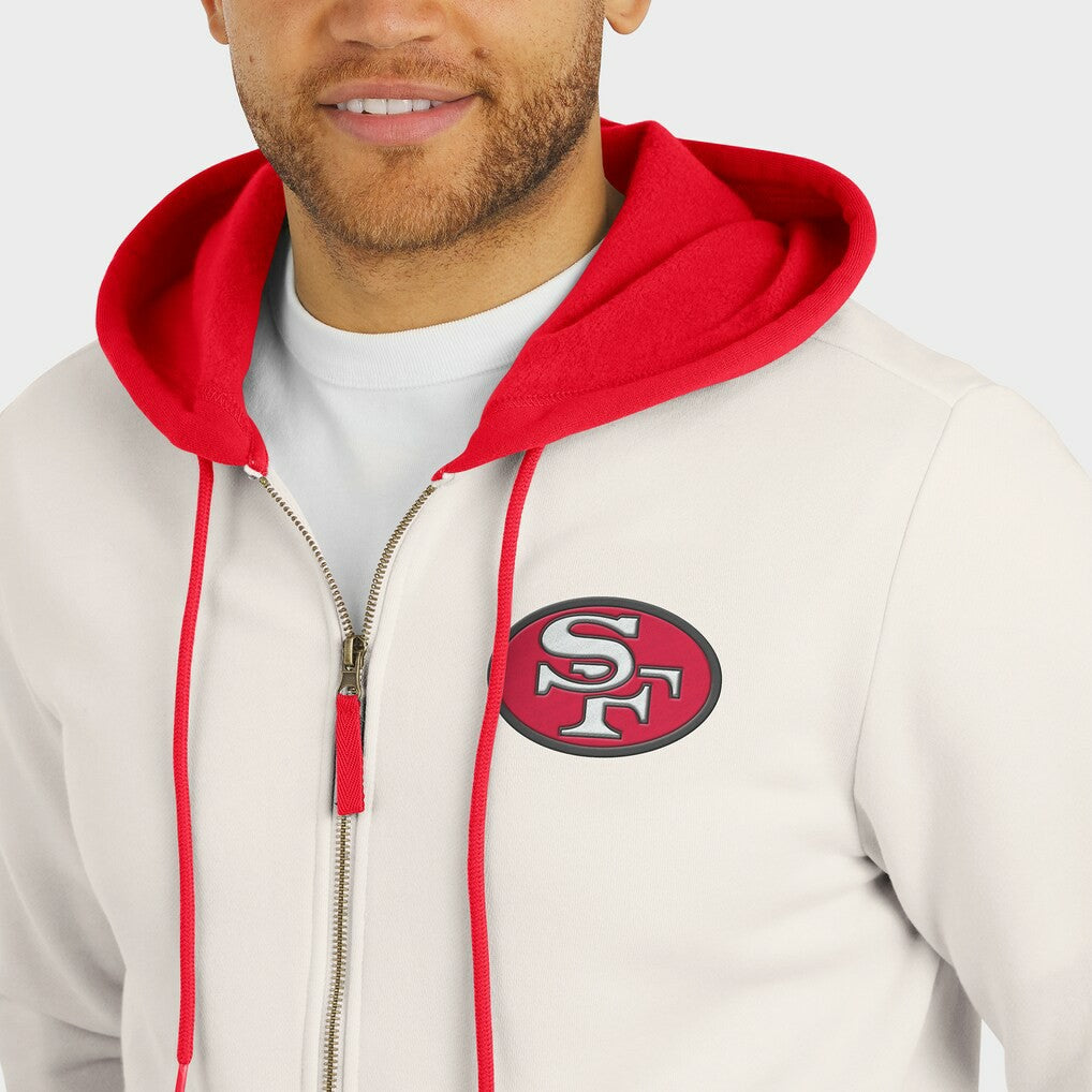 San Francisco 49ers Darius Rucker Collection Distressed Graphics Full-Zip Hoodie - Cream Hoodies
