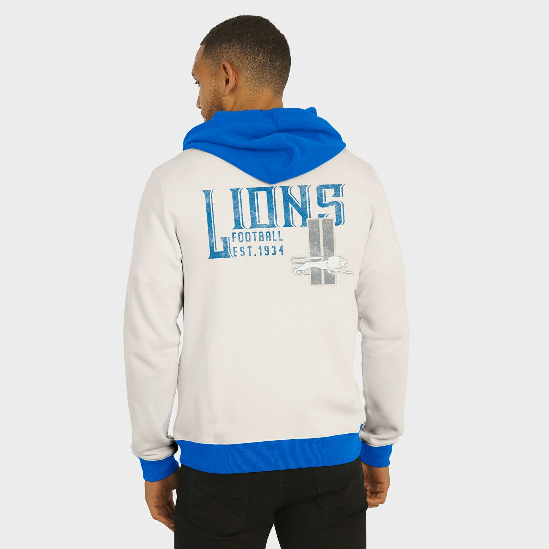 Detroit Lions Darius Rucker Collection Distressed Graphics Full-Zip Hoodie - Cream Hoodies