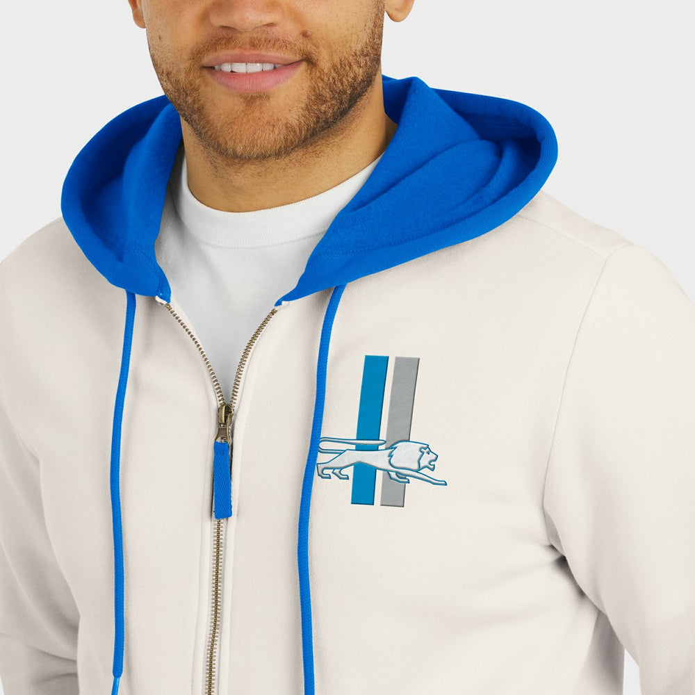 Detroit Lions Darius Rucker Collection Distressed Graphics Full-Zip Hoodie - Cream Hoodies