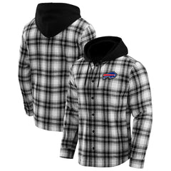 Buffalo Bills NFL x Darius Rucker Collection Plaid Flannel Quilted Full-Snap Hooded Shacket - Black