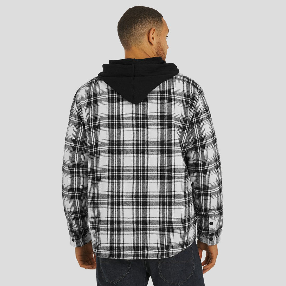 Detroit Lions NFL x Darius Rucker Collection Plaid Flannel Quilted Full-Snap Hooded Shacket - Black